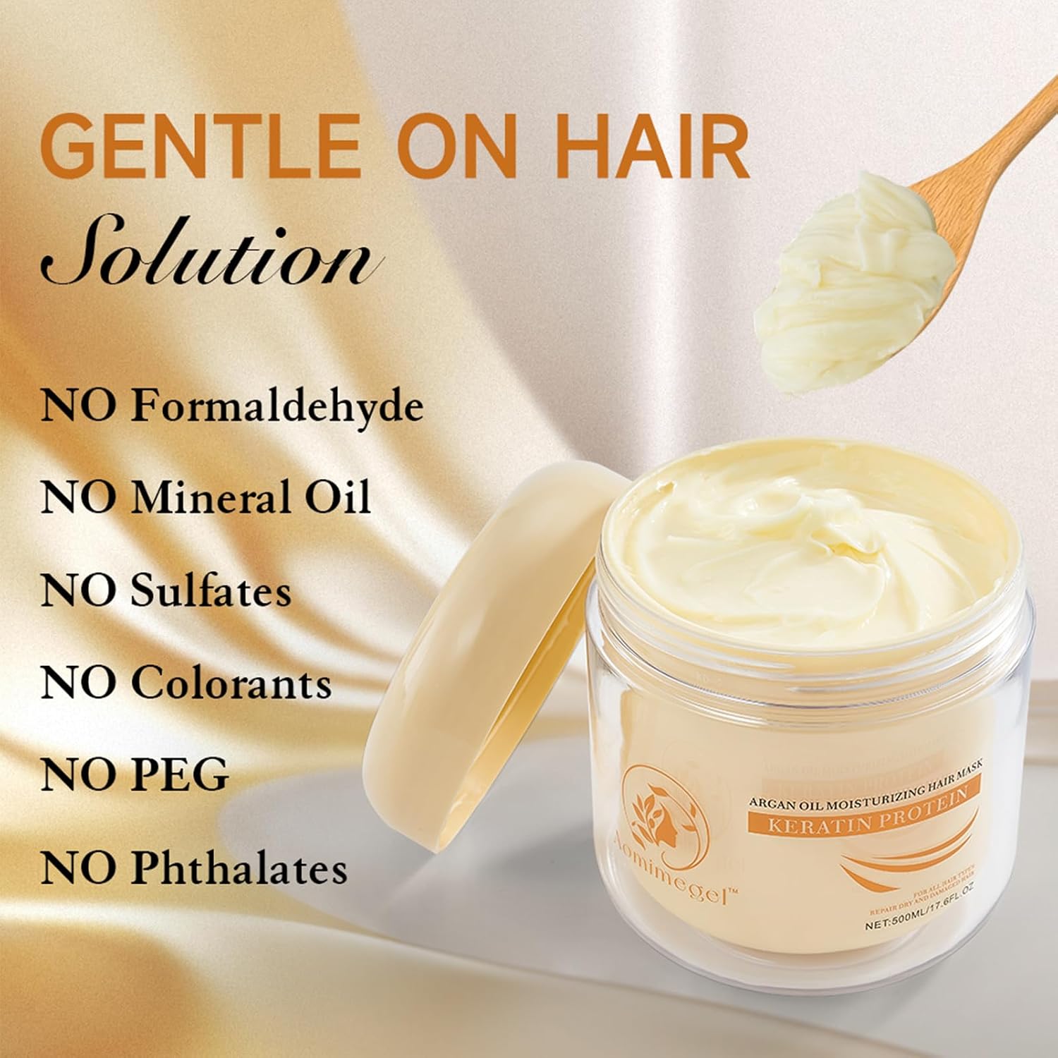 Detalle 2 de Aomimegel Collagen Hair Mask: Deep Repair with Argan Oil for All Hair Types (16.9 oz / 500 ml)