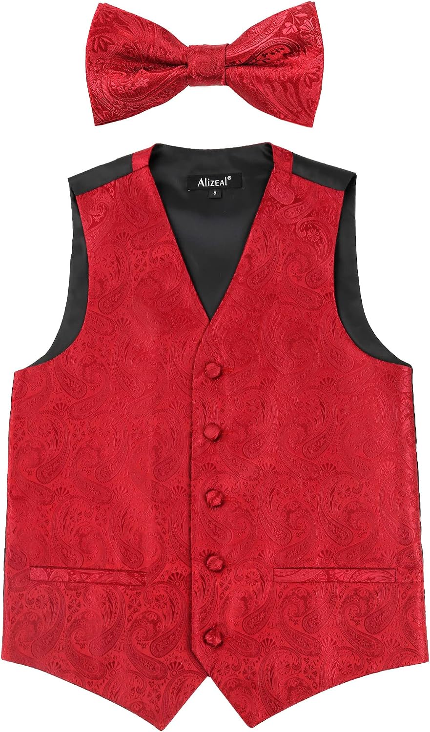 Detalle de Alizeal Boys Classic Paisley Bow Tie and Suit Vest Set