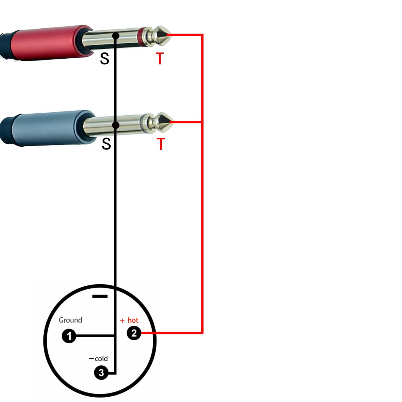 Detalle 1 de Arklove 3-Pin XLR Male to Dual 1/4-Inch TS Y-Splitter Cable, 1 ft