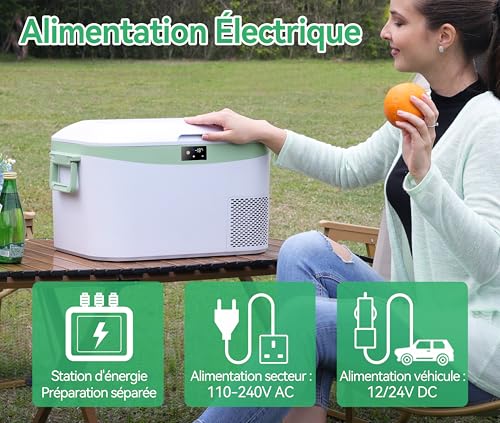 Detalle de BINGI Glacière Électrique Voiture 12,8 L : compression silencieuse et refroidissement rapide jusqu’à -18°C