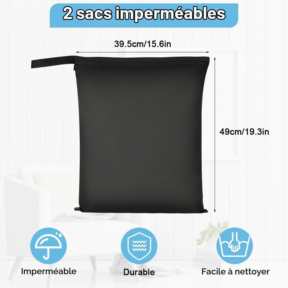 Detalle de AOOSA M3-GSD-BE waszakken, 2 stuks, waterbestendig Oxford-weefsel, 39,5 x 49 cm