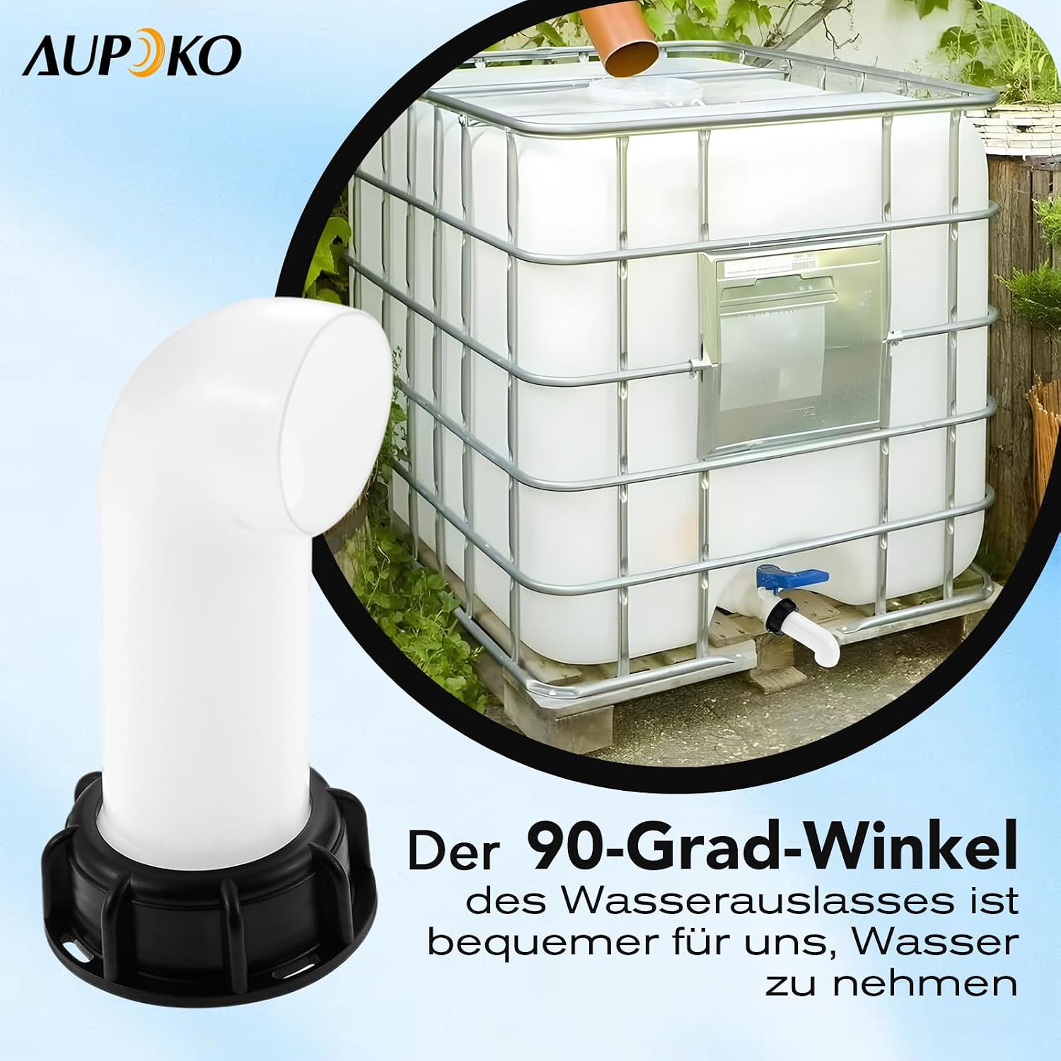 Thumbnail 3 de Aupoko IBC Ablaufstutzen Zubehör – 60 mm Innenkappe, 2er-Set mit Ventil und Schlauchanschluss