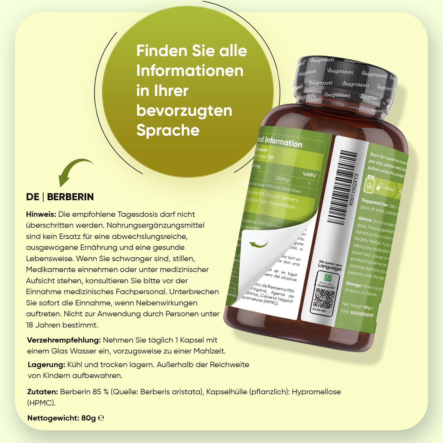 Detalle 2 de WeightWorld Berberin Kapseln 500 mg 💊