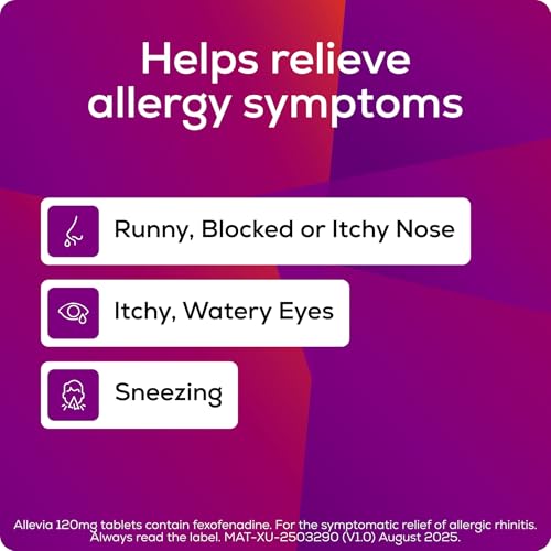 Detalle de Allevia Hayfever Allergy Tablets 120mg Fexofenadine – 30 tablets, 24‑hour relief