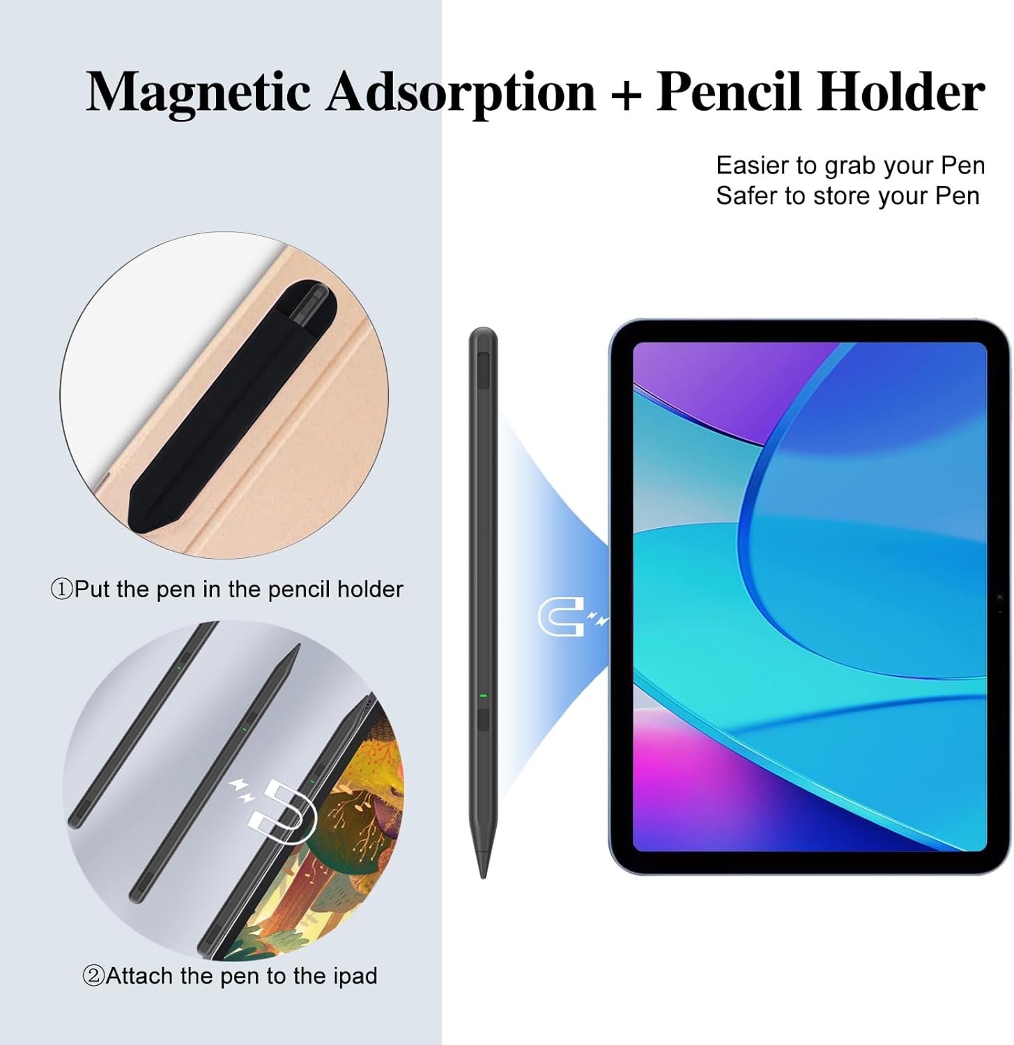 Thumbnail 4 de Milikilo Stylus Pen for iPad (2018–2025, 6th–11th gen & Air/Pro): palm rejection, tilt & charging LED