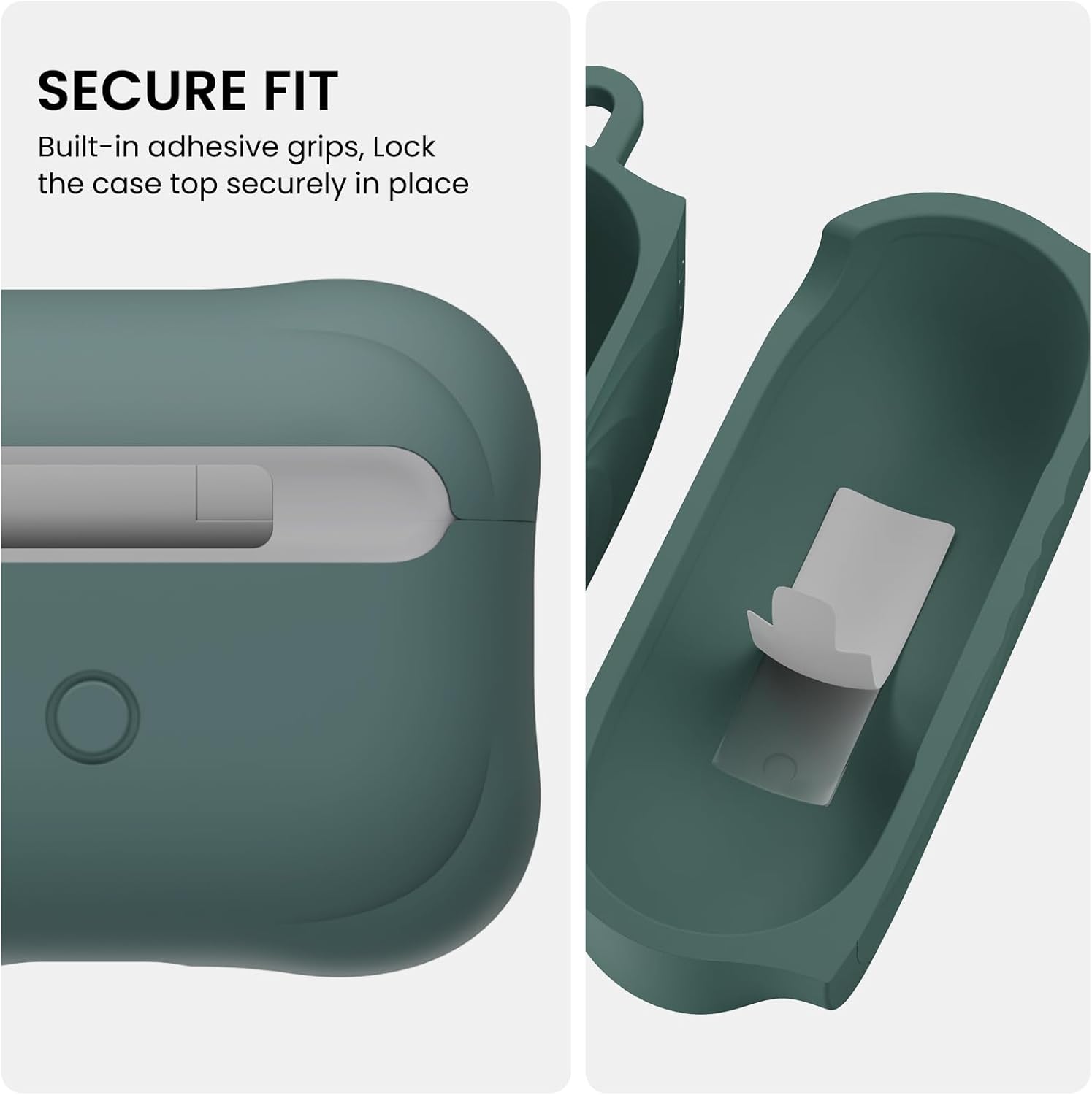 Detalle de ORNARTO Vortuxe Coque pour AirPods Pro 2/1 – Silicone vert sapin avec mousqueton