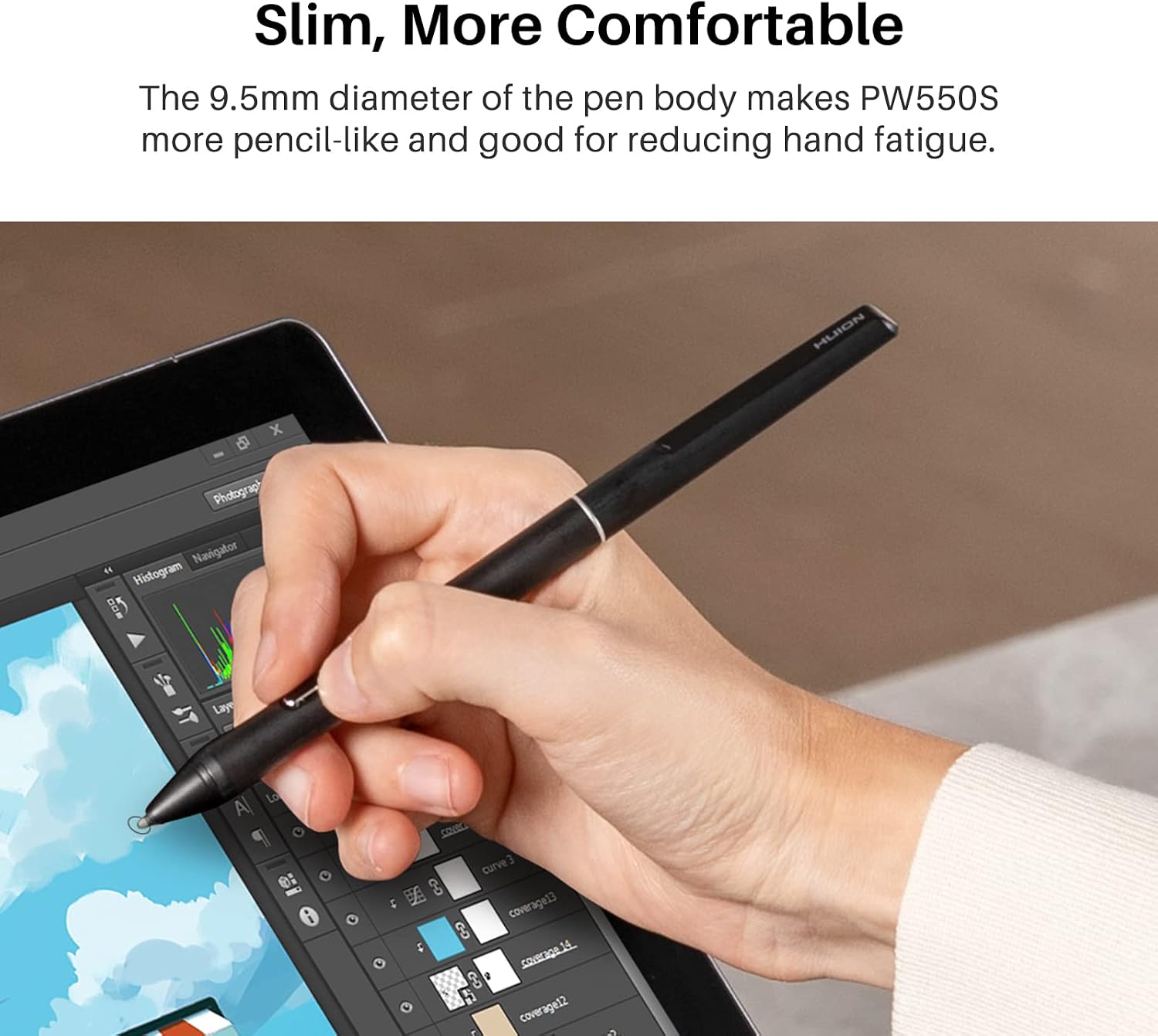 Detalle de HUION PW550S Slim Digital Pen, Battery-Free Stylus with PenTech 3.0+
