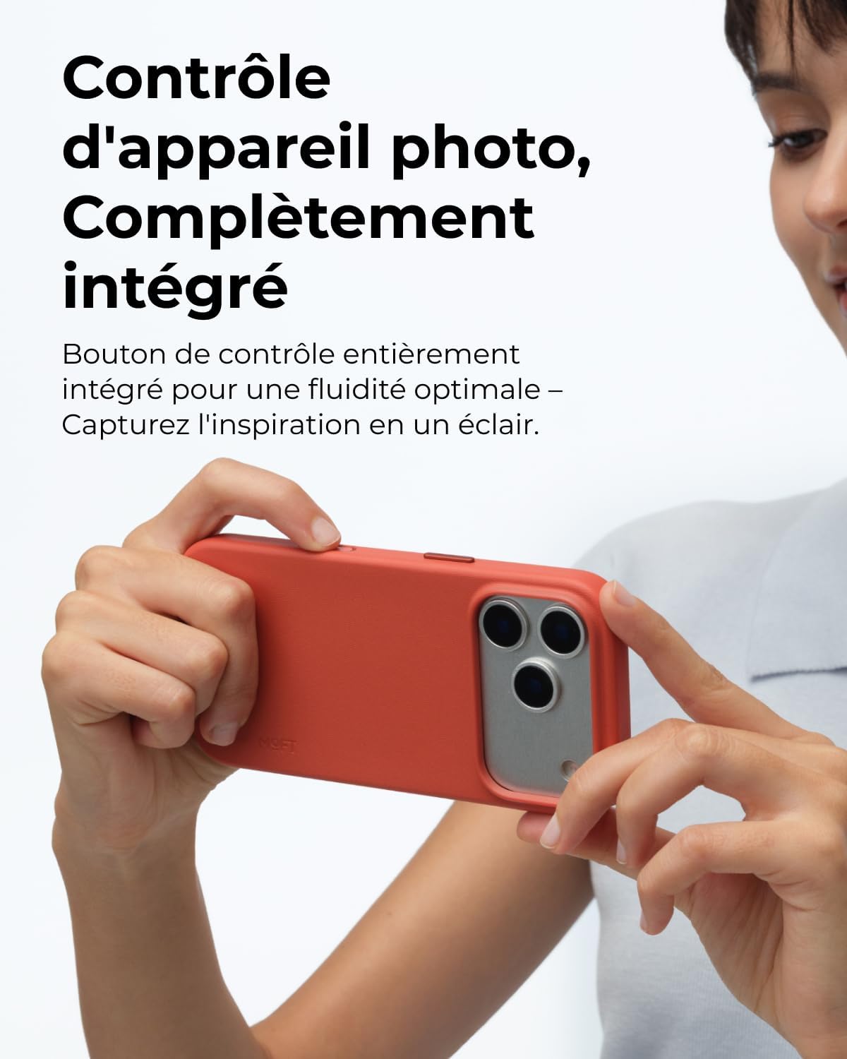 Thumbnail 3 de MOFT MOVAS Snap Coque Magnétique pour iPhone 17 Pro – cuir végan ultra slim, MagSafe et protection optique en Ocre Rouge