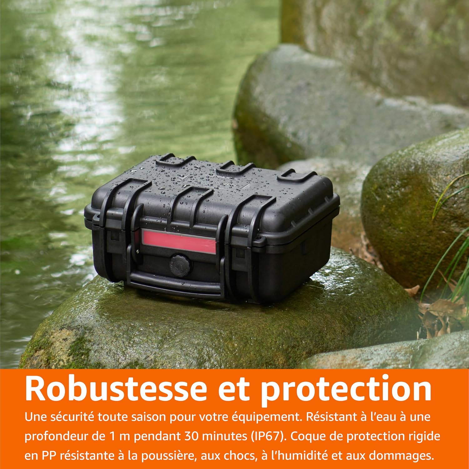 Detalle de Amazon Basics Petite étui rigide portable étanche antichoc pour caméra, drones et accessoires (30,7 x 27 x 14,2 cm) noir