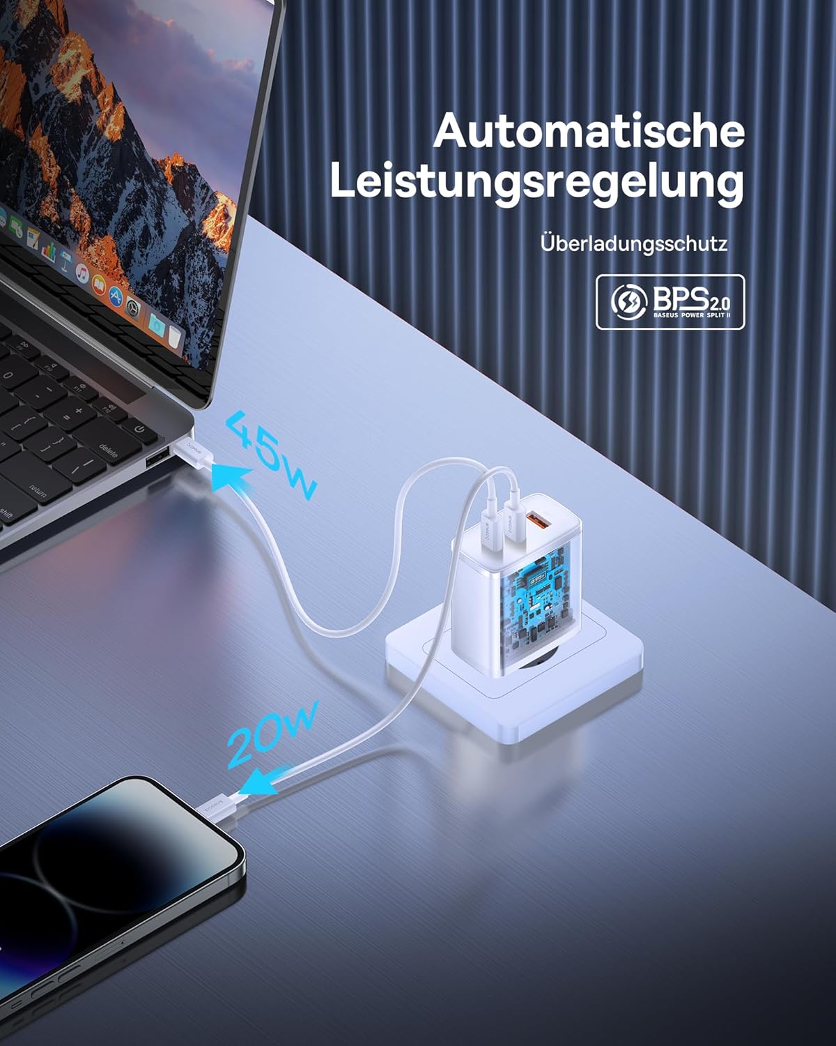 Thumbnail 4 de Baseus 65W Cargador USB C GAN Rápido Multipuerto ⚡