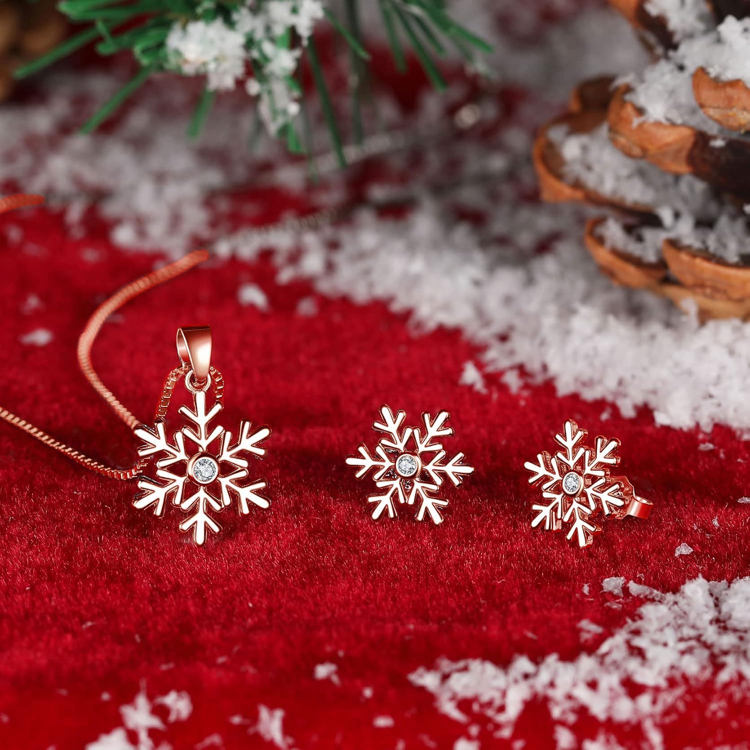 Detalle de Cangall Silber Weihnachten Schmuck Set 925 Schneeflocke