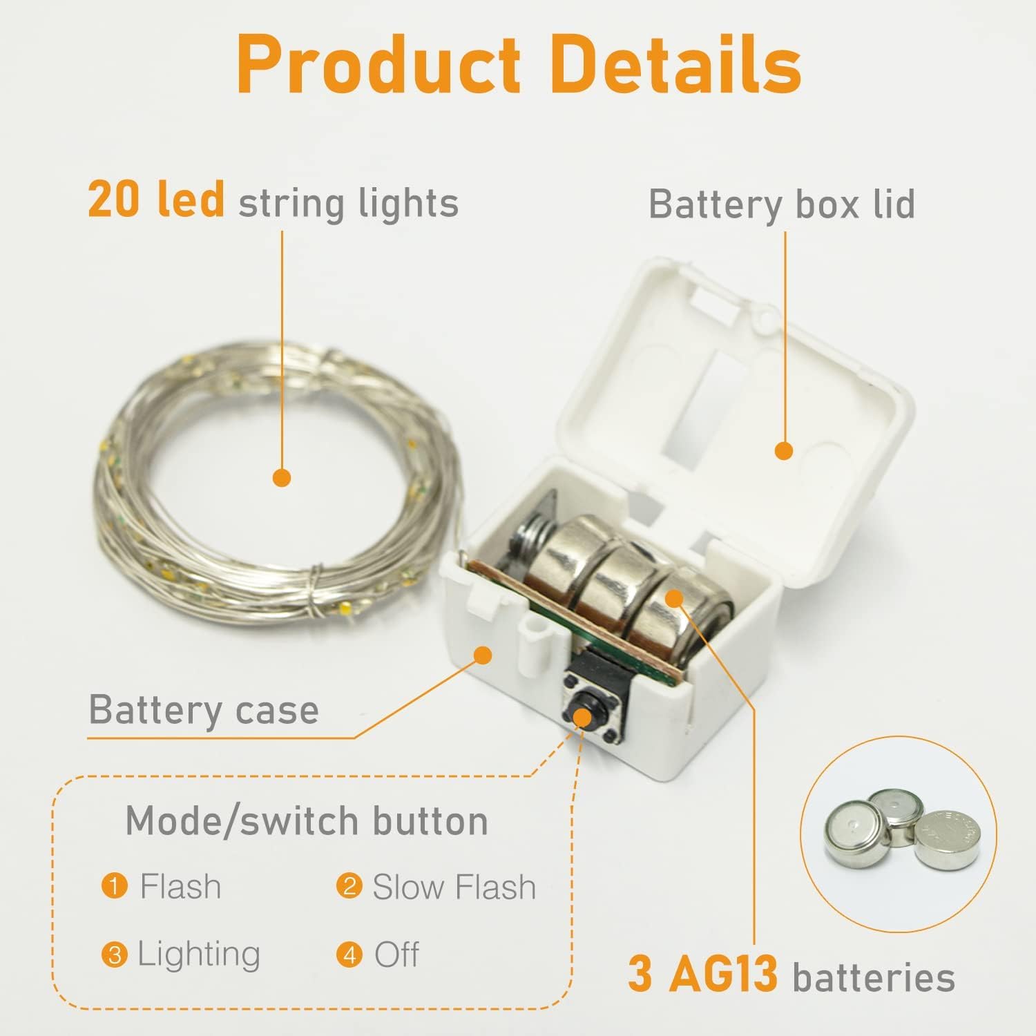 Thumbnail 6 de btfarm 12 Pack 3 Modes LED Fairy Lights Battery Operated