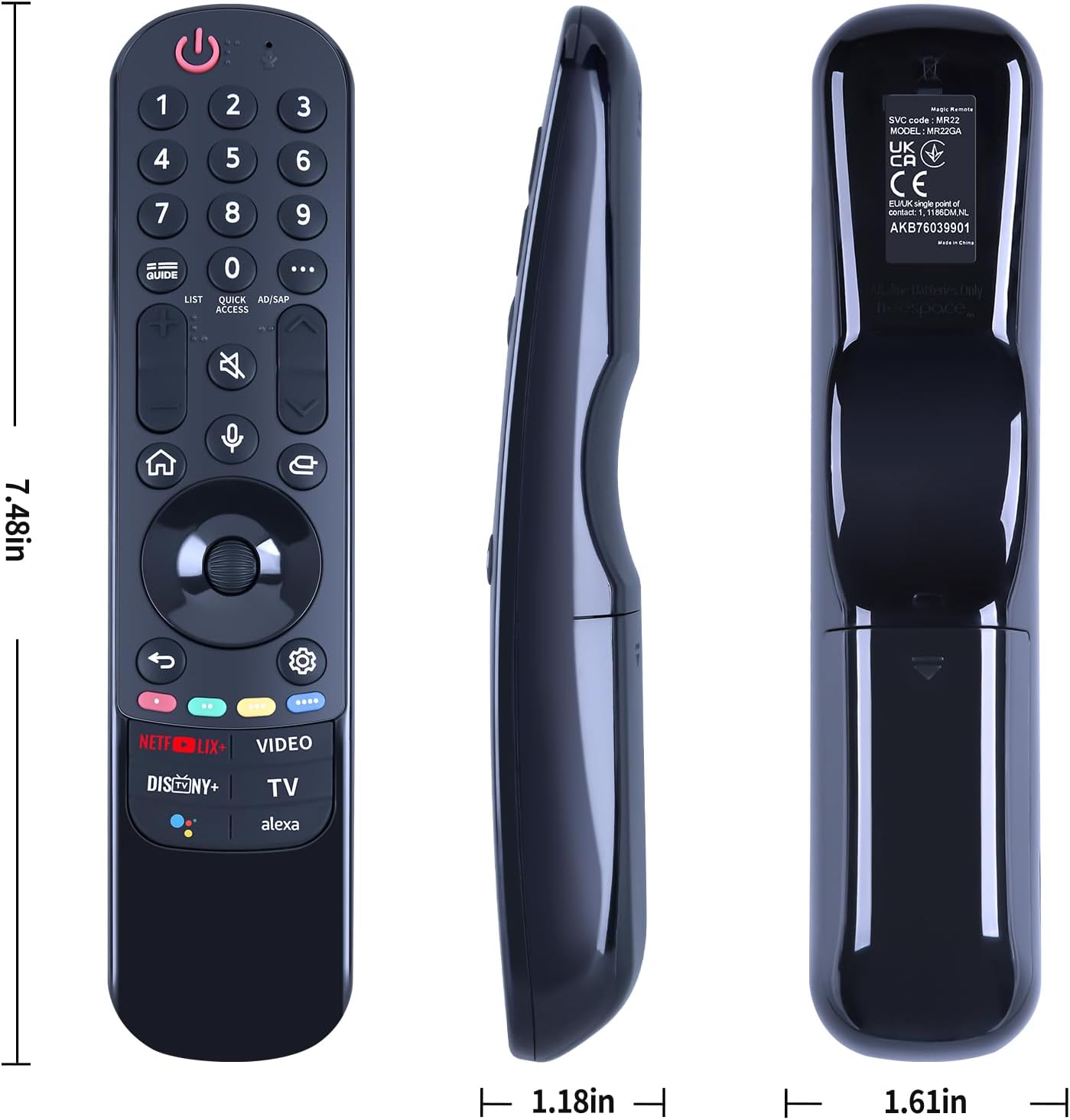 Detalle de TCNOUMT AKB76039901 MR22GA IR Remote for LG Smart TV – 6 Channel Shortcuts (No Voice, Magic or Pointer)