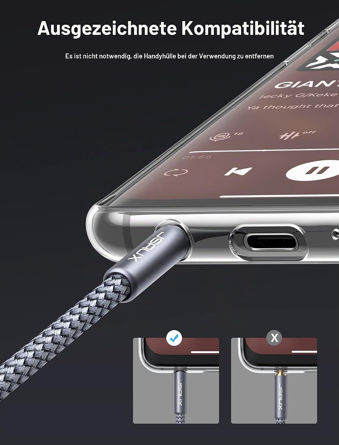 Thumbnail 6 de JSAUX 3,5 mm Klinke auf Cinch Kabel, 4,5 m – hochwertiges AUX-Y-Kabel mit 2x RCA