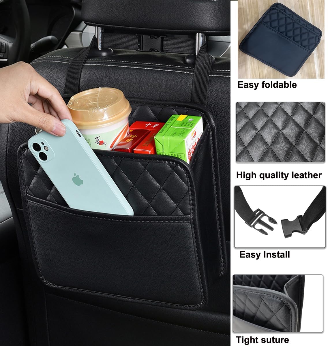 Detalle 2 de LXUNYI car seat organizer in PU leather