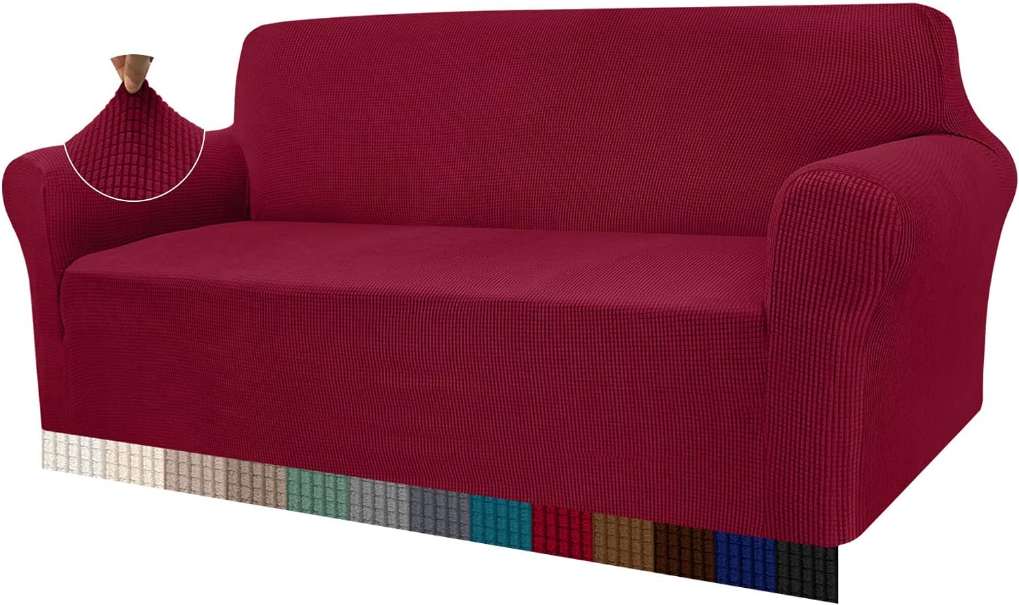 Detalle de Granbest copridivano elasticizzato ad alta elasticità in jacquard (3 posti) rosso vino