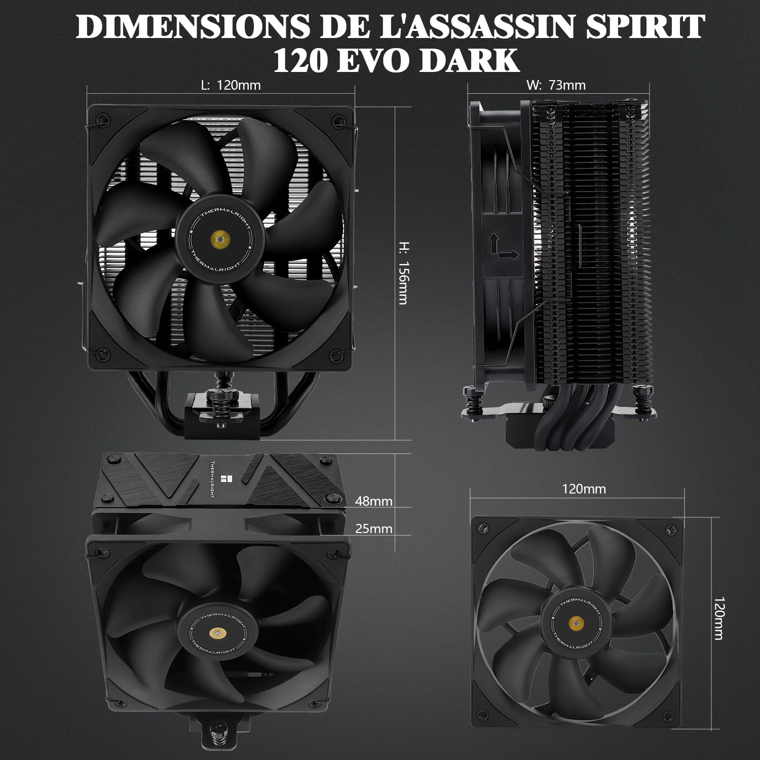 Detalle 2 de TR Assassin Spirit 120 EVO Dark CPU Cooler 156 mm