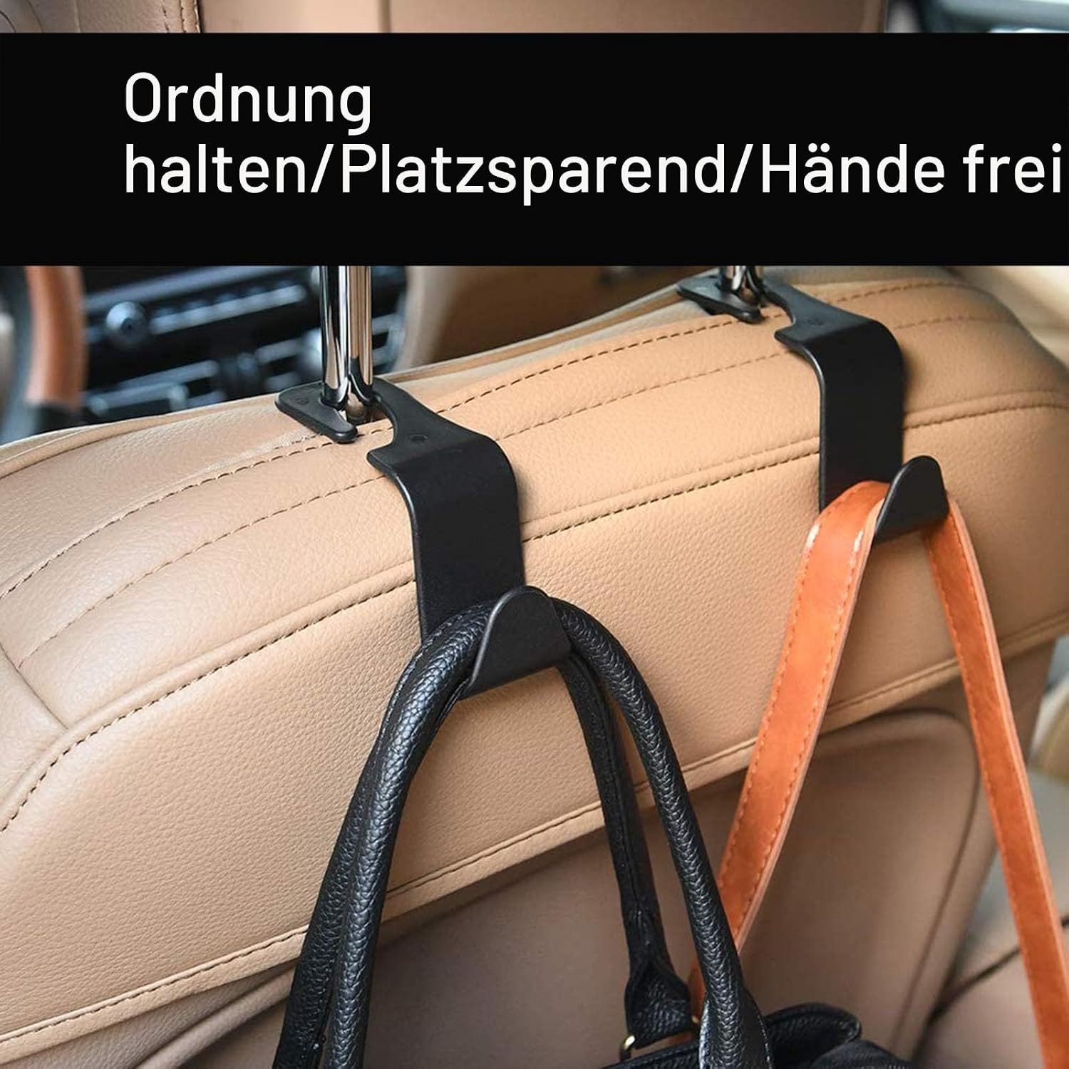 Detalle 2 de anyuan boy 6 Stück Autositz-Haken – ABS-Kopfstützenhaken zur Platzsparung im Auto