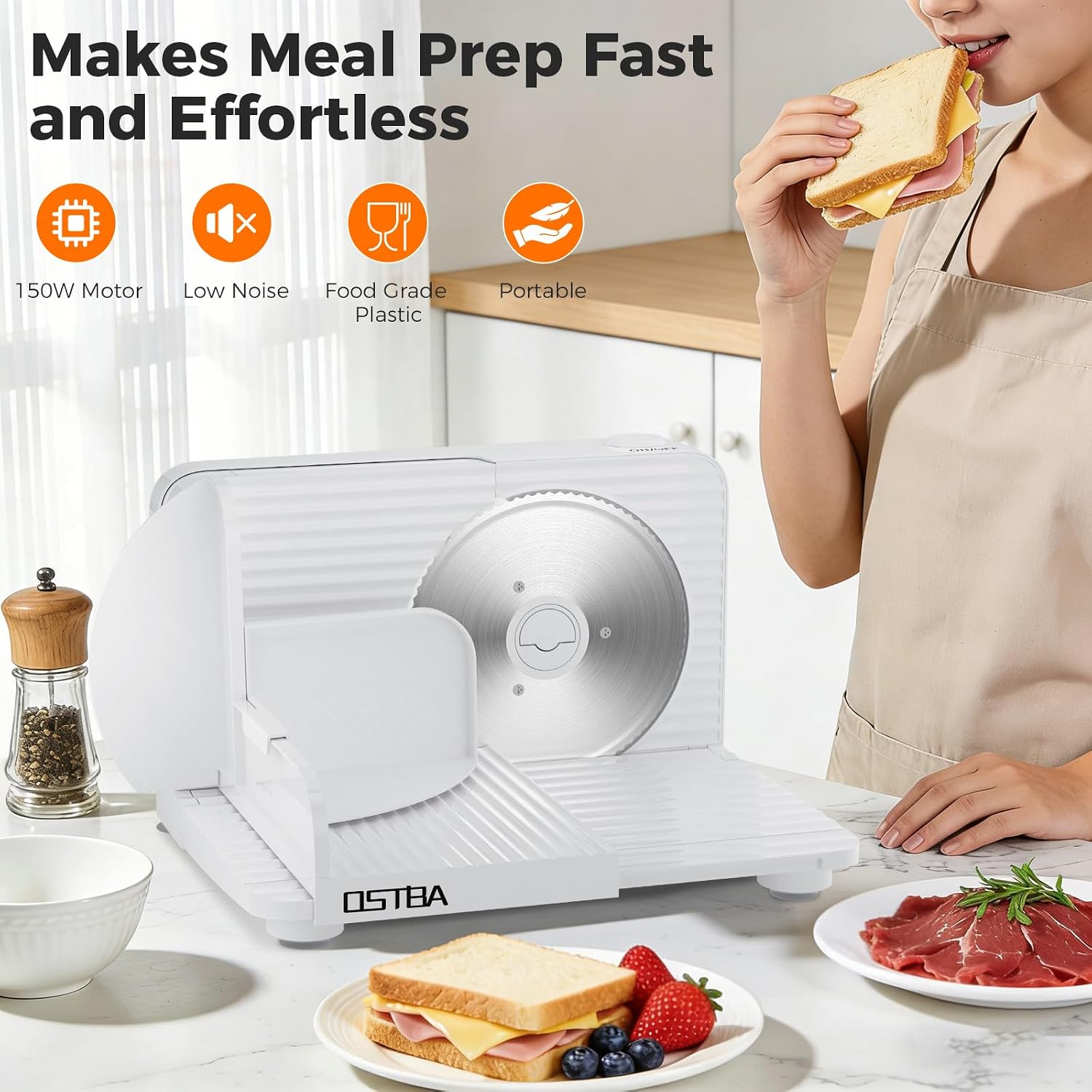 Thumbnail 6 de OSTBA Foldable Electric Food Slicer, 6.7-Inch Stainless Steel Blade, 150W