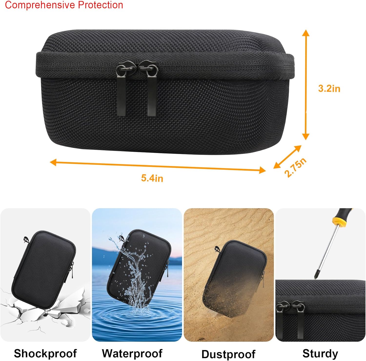 Thumbnail 2 de Elonbo hard EVA carrying case for Canon PowerShot SX740 / SX730 / SX720 / SX620 & G7 X (Black with orange inside)