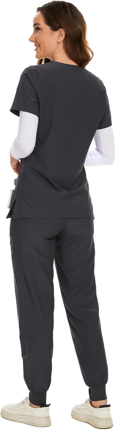 Thumbnail 1 de COZYFIT Scrubs for Women Set — Stretch V-Neck Scrub Top & Jogger Pants with 8 Pockets