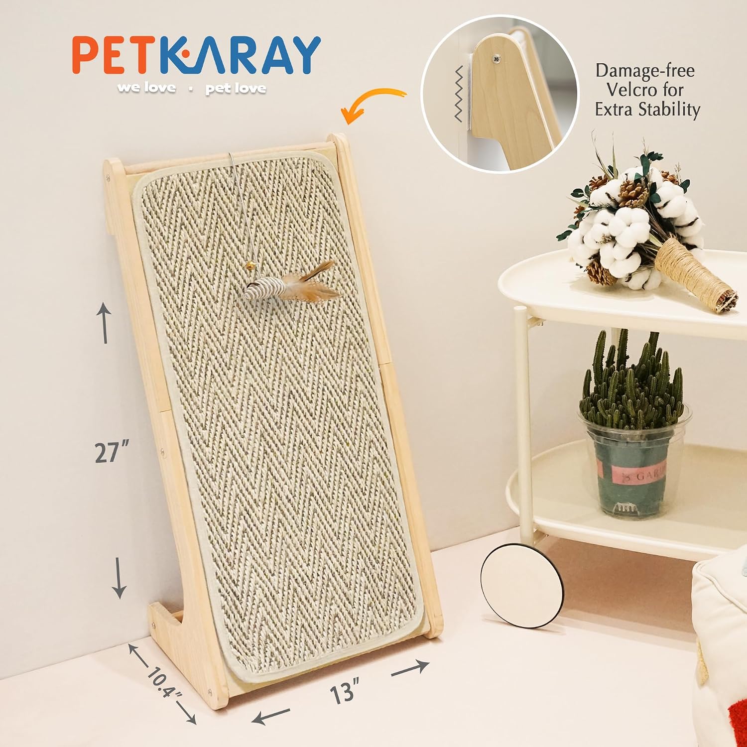 Thumbnail 6 de PETKARAY Cat Scratcher: Sisal Ramp, 27" L-Shape Wall Protection and Mouse Toy
