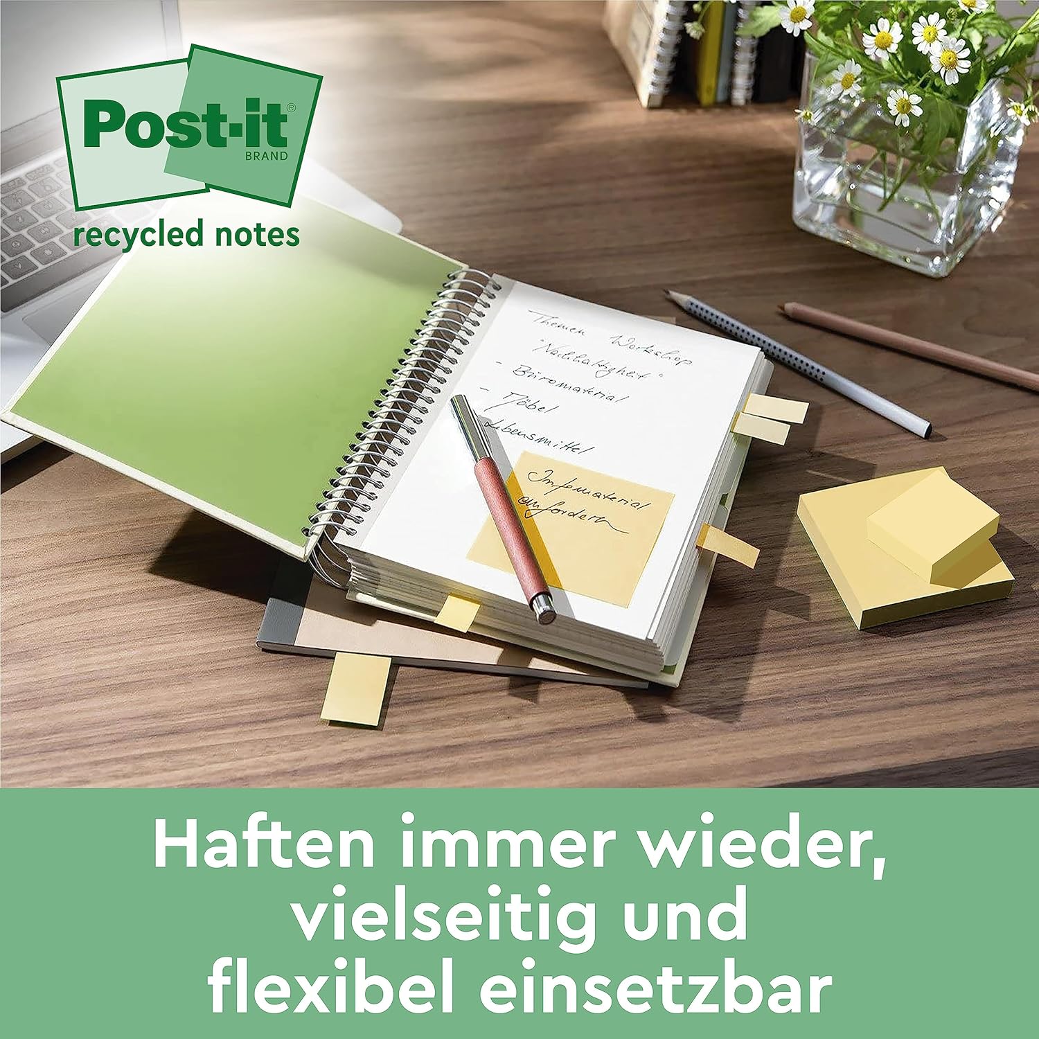 Thumbnail 3 de Post-it Haftnotiz Recycling Z-Notes Mini Tower 100 Blatt 📝