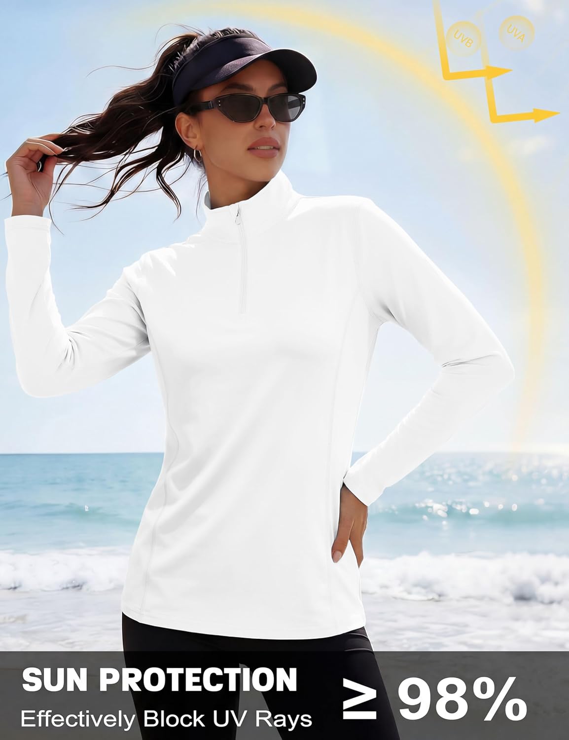 Detalle 2 de MAGCOMSEN Women's Long Sleeve 1/4 Zip UPF50+ Sun Protection Shirt