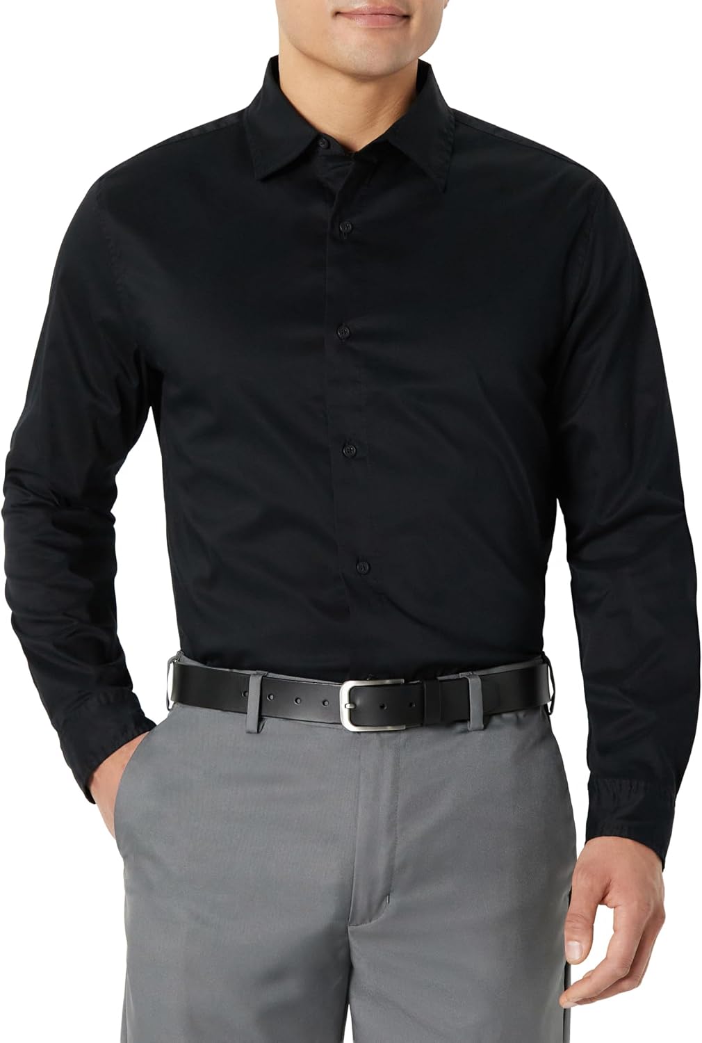 Detalle de Amazon Essentials Men's Regular Fit Long Sleeve Wrinkle Resistant Stretch Dress Shirt