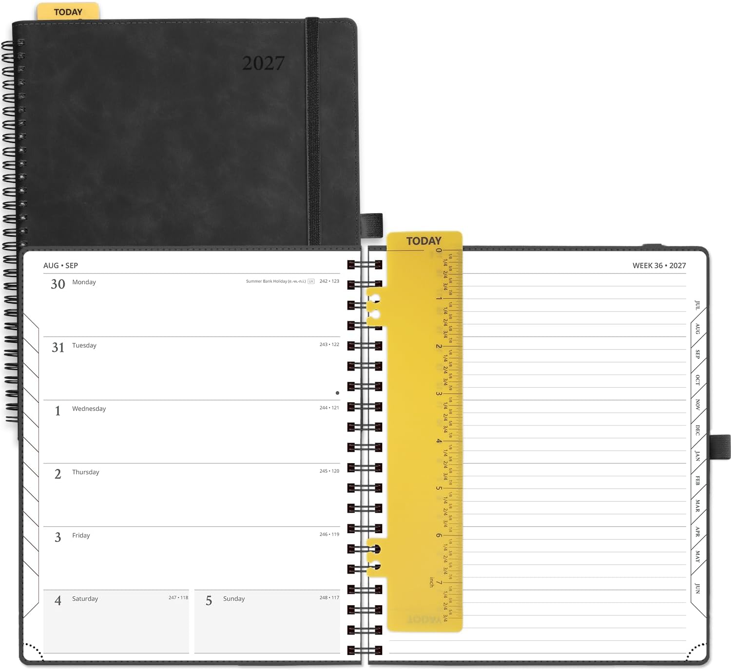 Detalle de POPRUN 2027-WENLK7-BK Planner, 8.5" x 10.5", Weekly & Monthly, 100 GSM Paper