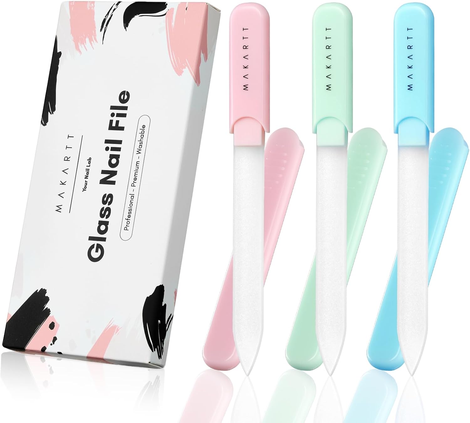 Thumbnail 6 de Makartt Glass Nail Files Double-Sided Buffer Set (3-Piece) in Pink, Green & Blue