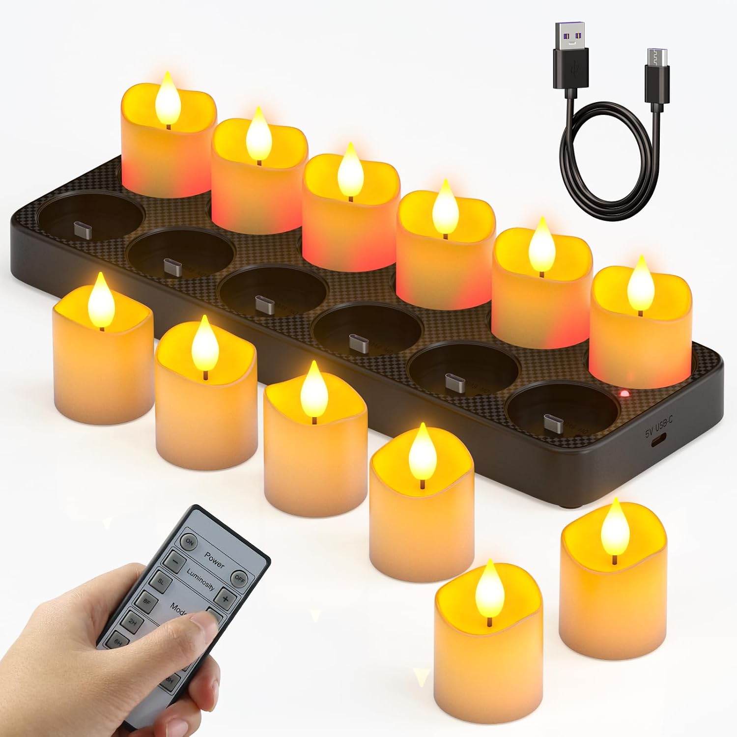 Detalle de SoulBay Rechargeable Tea Lights 12 pack ๐