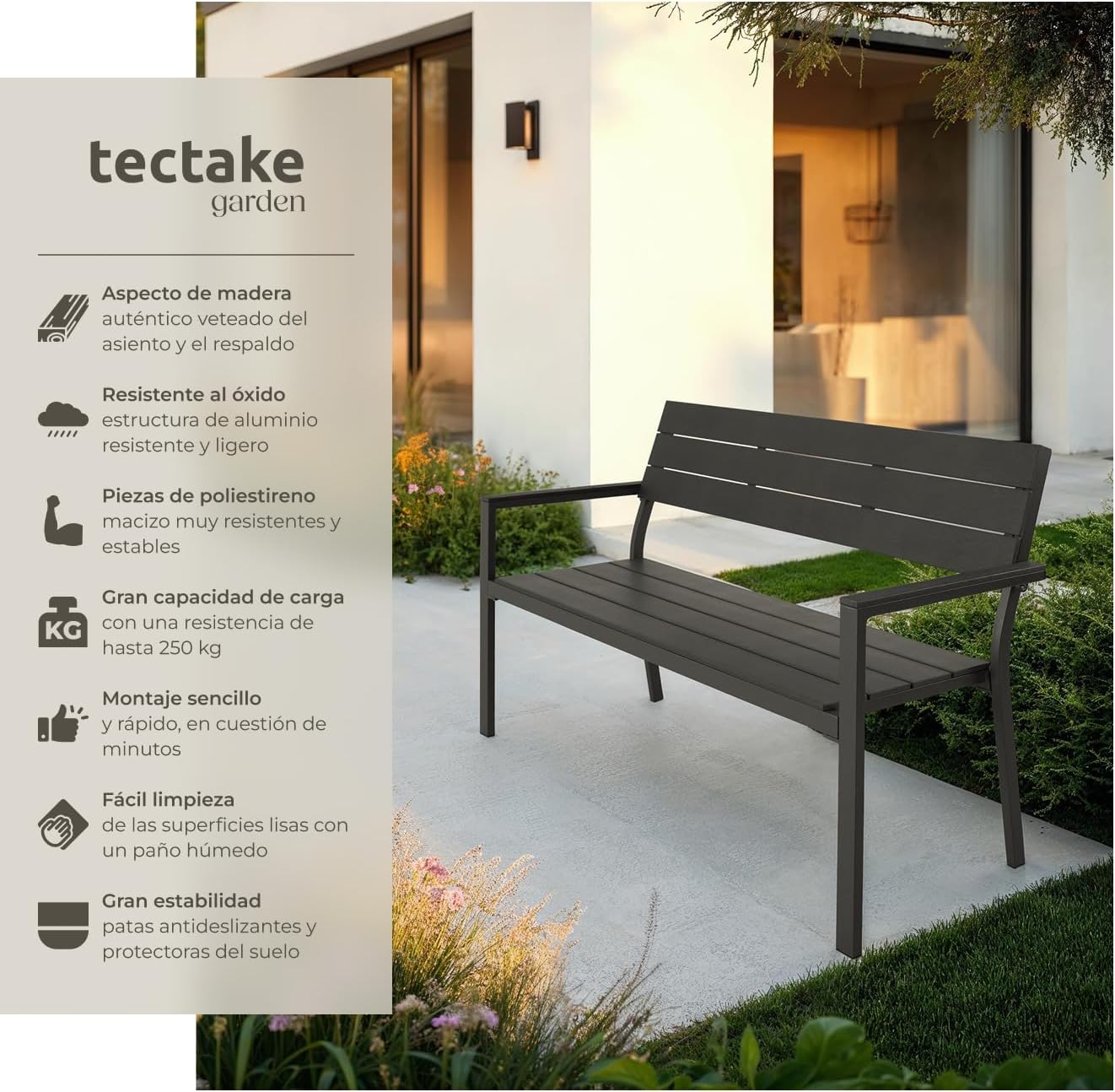 Thumbnail 3 de tectake Banco de Jardín para 2 Personas