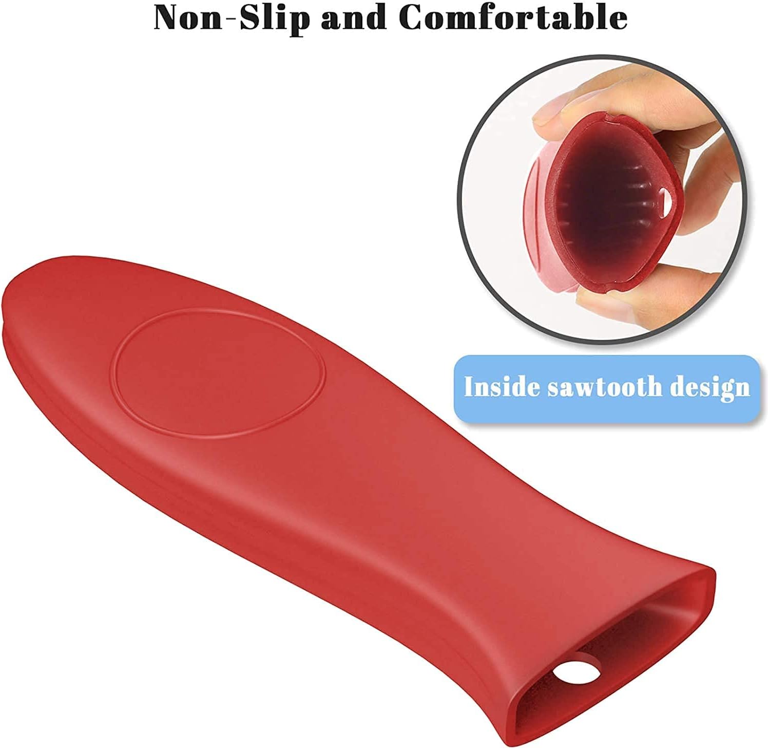 Detalle 2 de 4-Pack Silicone Handle Holders for Cast Iron – Heat-Resistant, No-Slip Covers (Red)