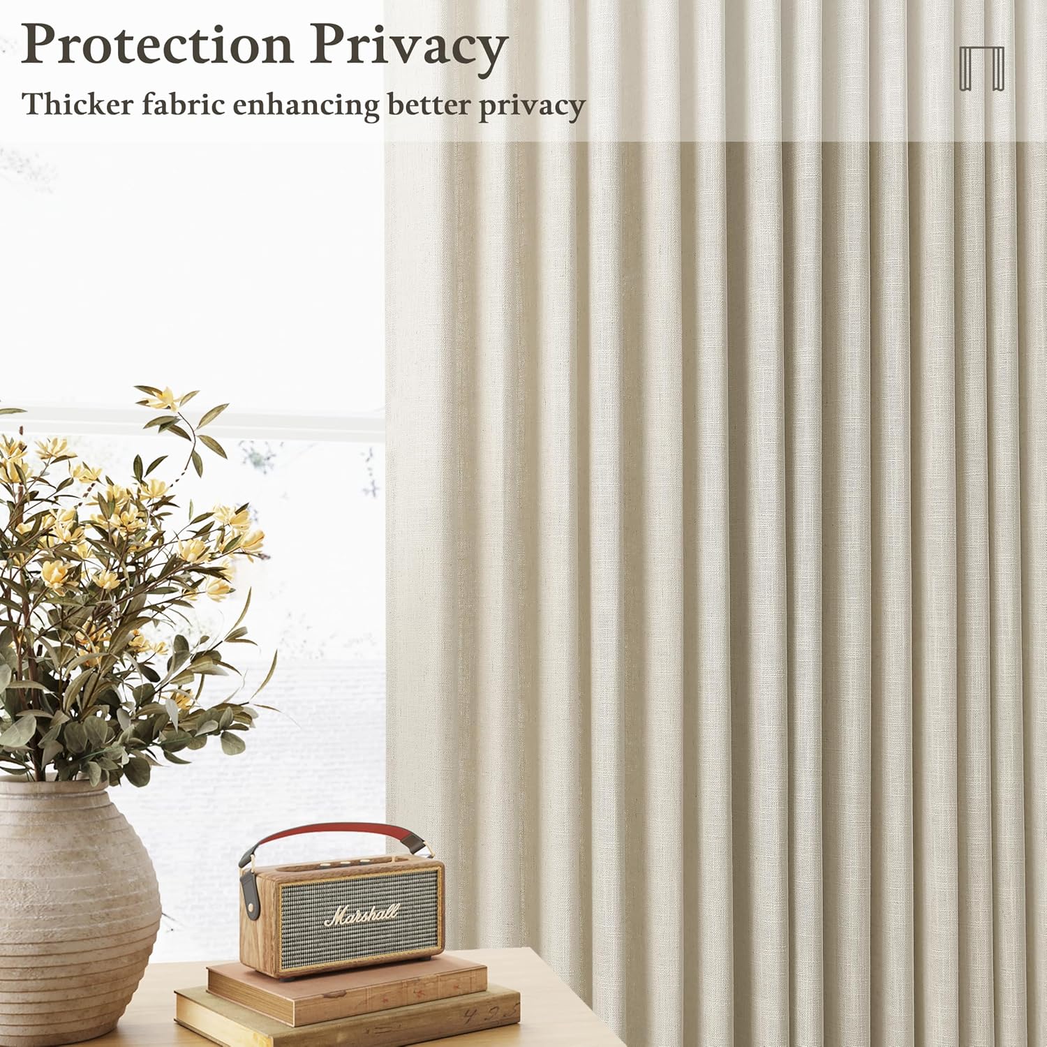 Thumbnail 5 de Sand Beige Linen Curtains 102 in 🪟