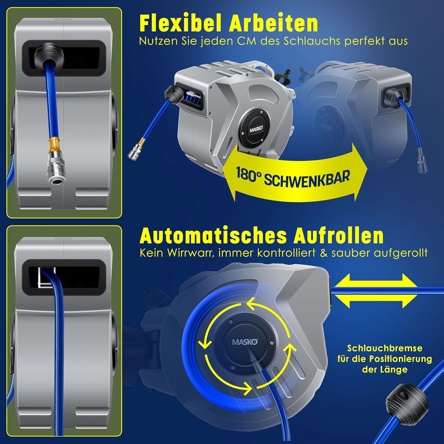 Thumbnail 2 de MASKO Automatik Druckluftschlauch Aufroller 20m