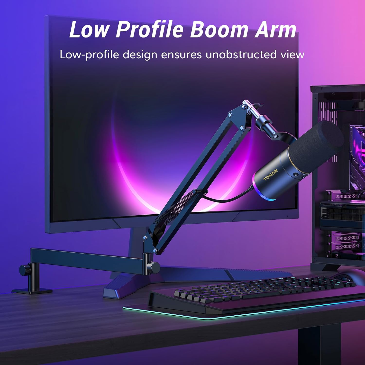 Detalle de TONOR TD520S+ Dynamic USB/XLR Microphone with RGB and Low-Profile Arm