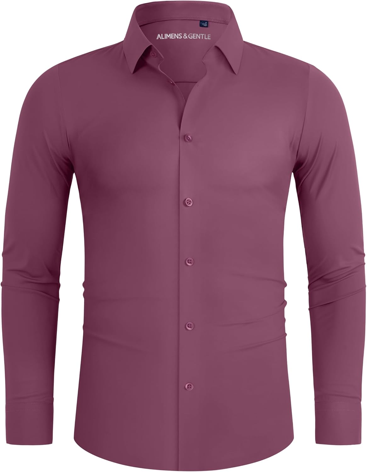 Thumbnail 6 de Alimens & Gentle Stretch Men’s Dress Shirt: Slim Fit, Long Sleeve, Wrinkle-Free Comfort
