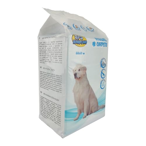 Detalle de Tappetini igienici per cani 60x60 cm, 100 pezzi con assorbenza e odore controllato – BPS Buena Pet Shop