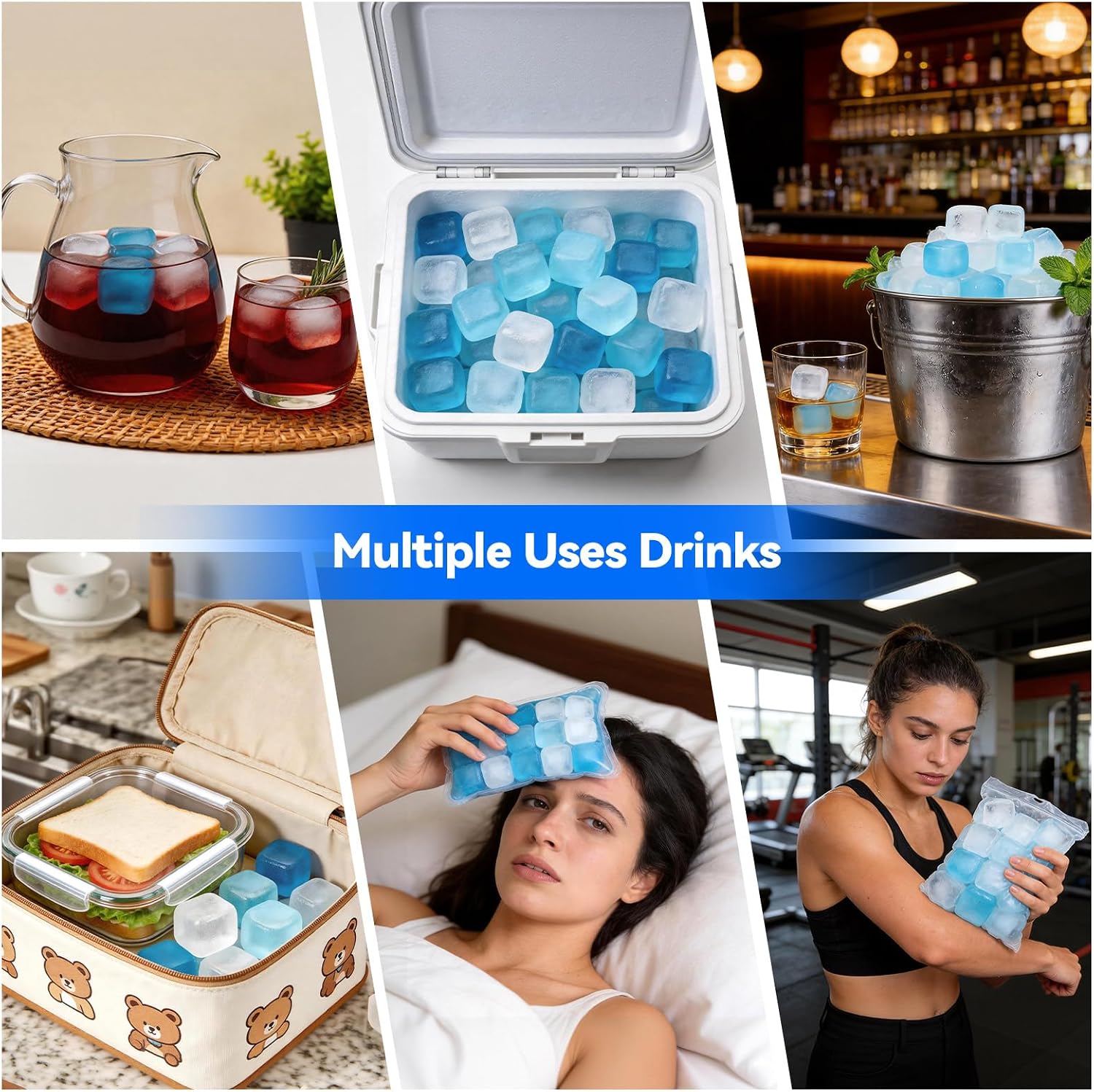 Thumbnail 5 de SHENGQIPC 1.4-Inch Reusable Ice Cubes, 100-Pack Blue BPA-Free Plastic