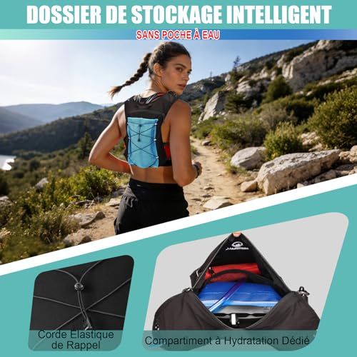 Detalle de ONETOALL Gilet Hydratation Running Femme Réfléchissant avec Flasque 500 ML et LED – Version légère pour Marathon et Trail