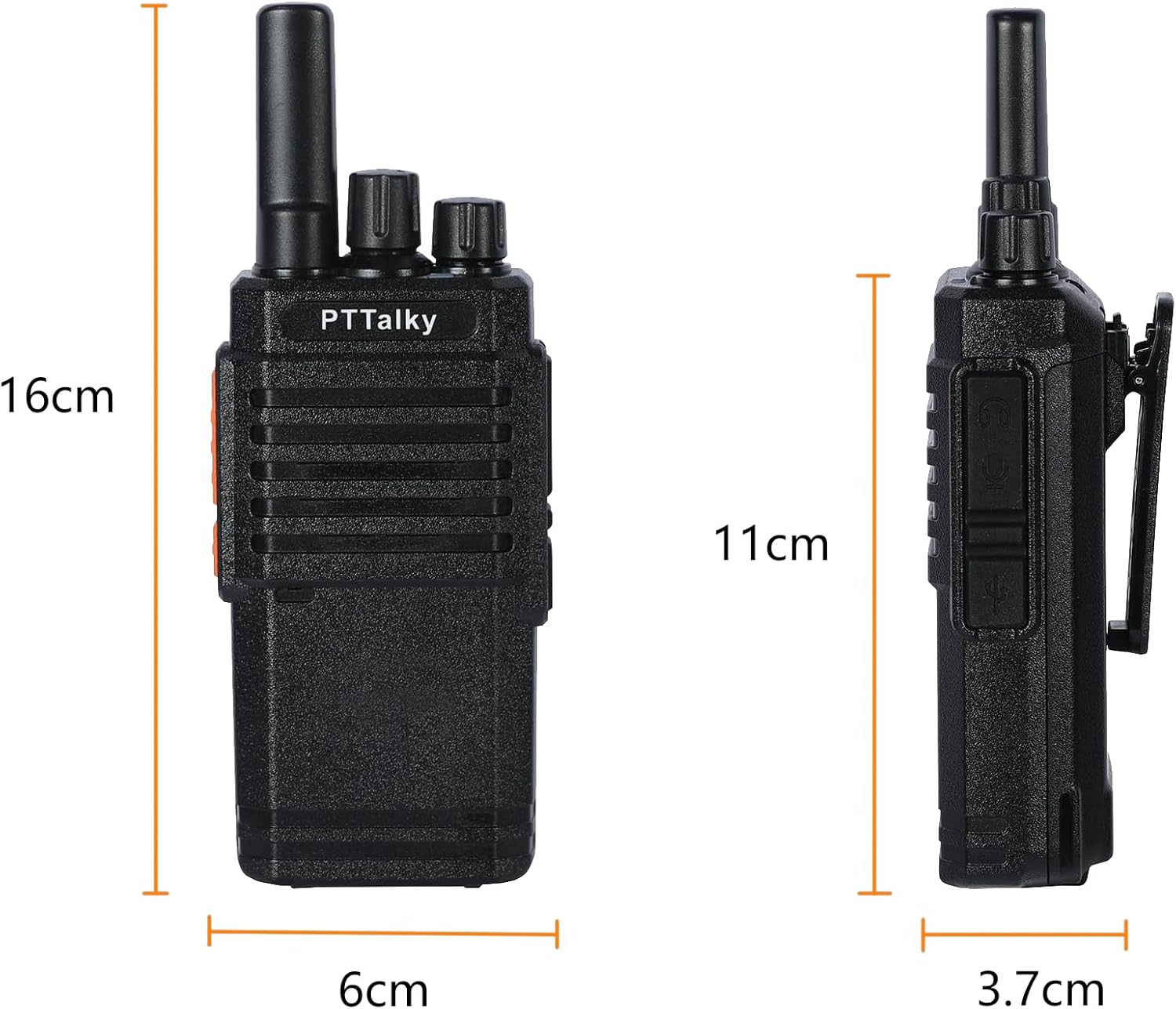 Thumbnail 3 de PTTalky PR2 4er-Set PMR446 Funkgeräte (PMR446, 16 Kanäle, VOX, USB-C) für Gebäude & Handel