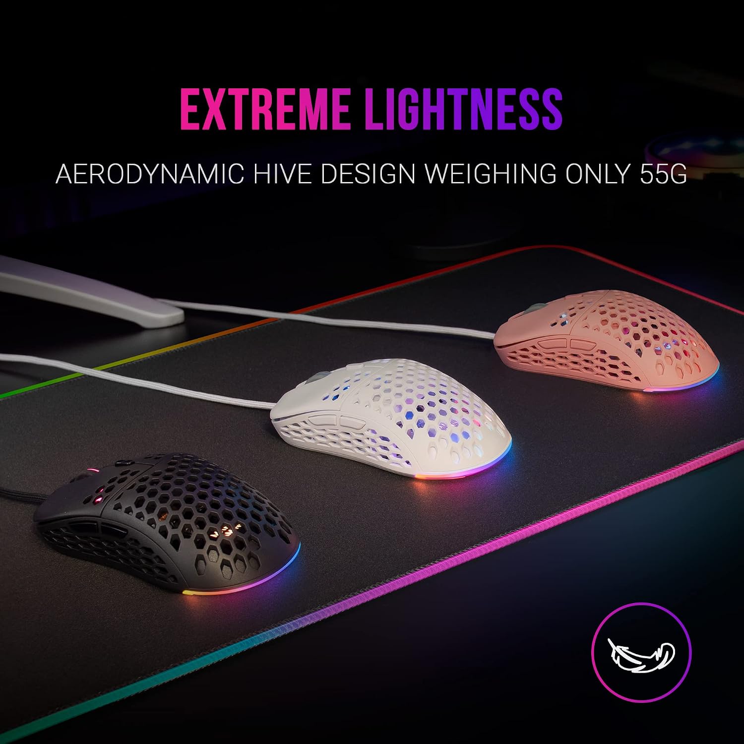 Detalle 2 de Mars Gaming MM55 mouse gaming ultraleggero 55g 12800 DPI