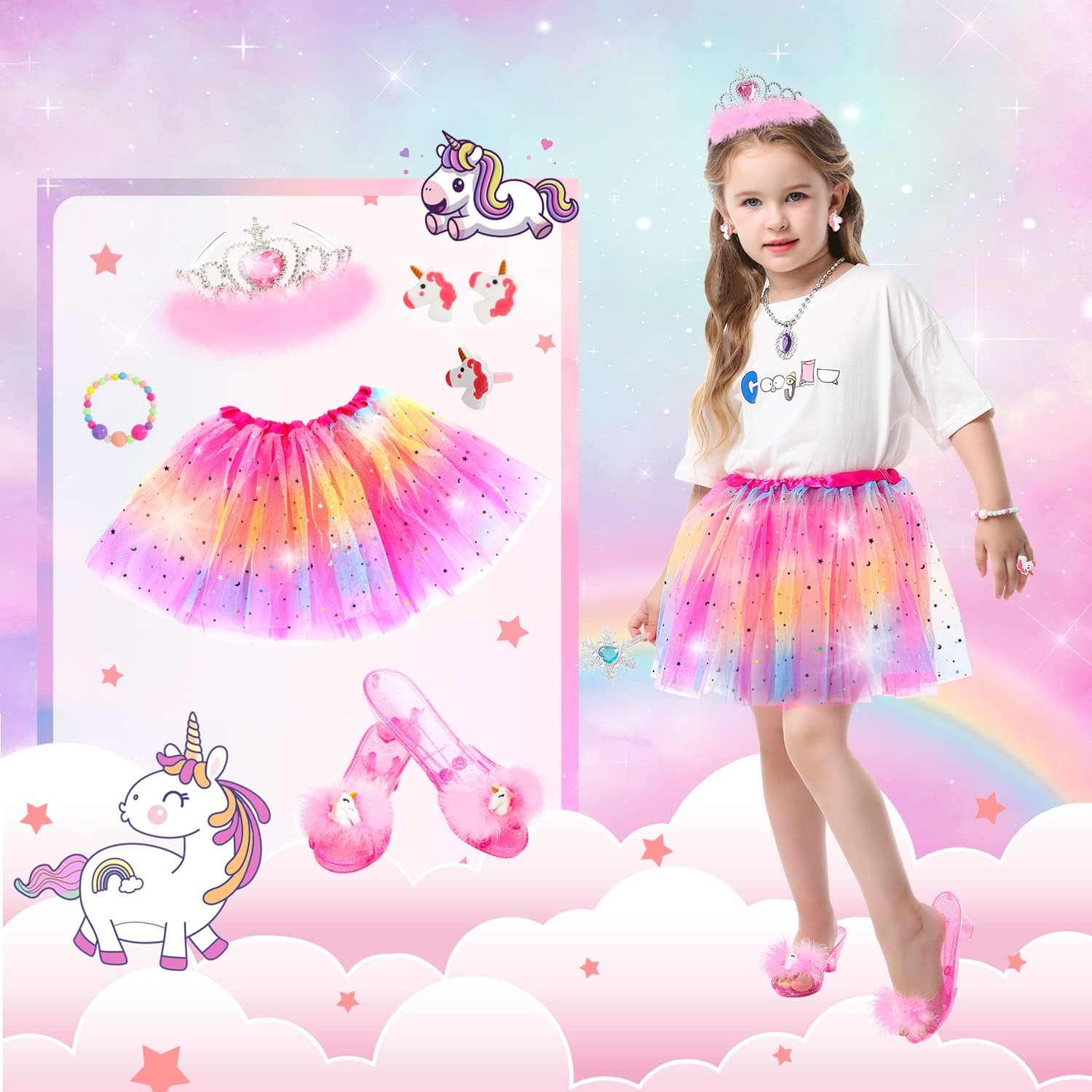 Detalle de Princess Dress Up Shoes Set for Girls (Unicorn, Mermaid & Ice Princess Themes)