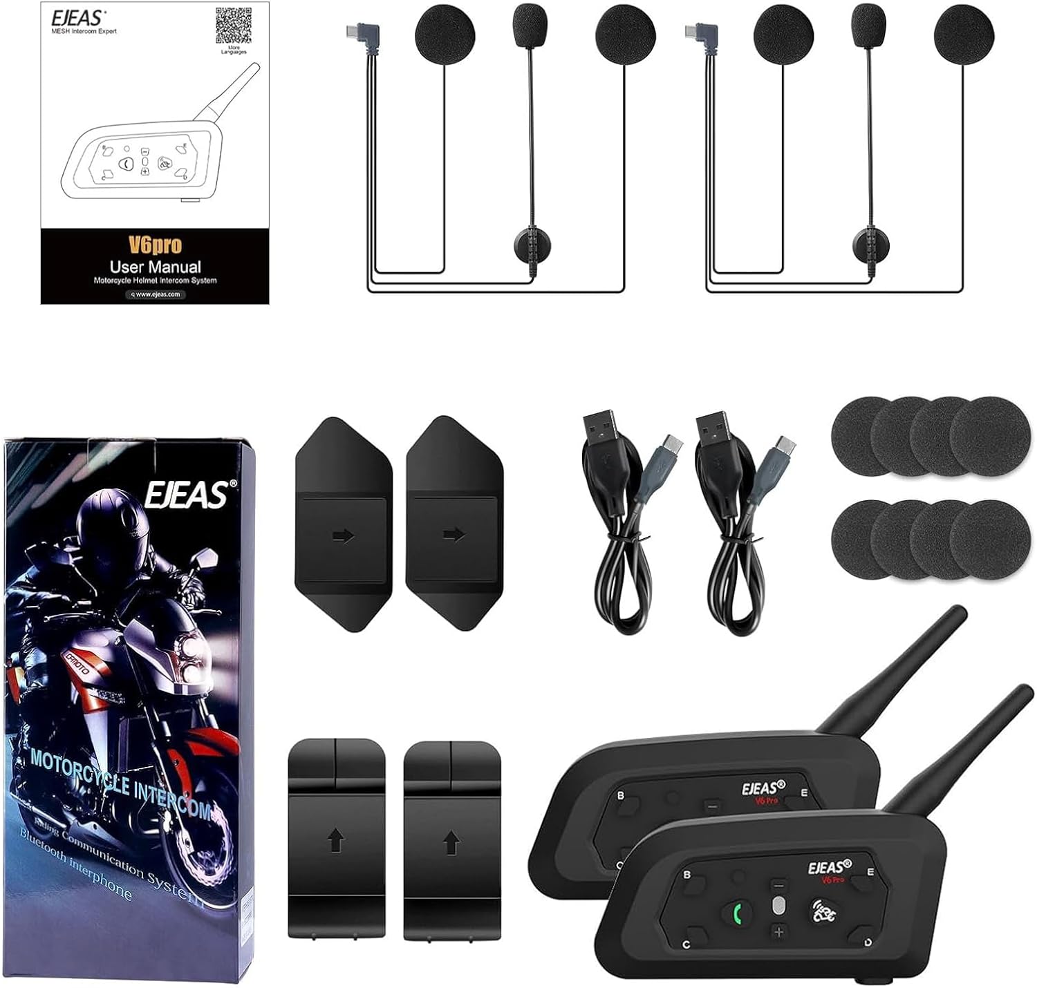 Thumbnail 5 de EJEAS V6 Pro BT Intercom casco 1200 m 6 pilotos