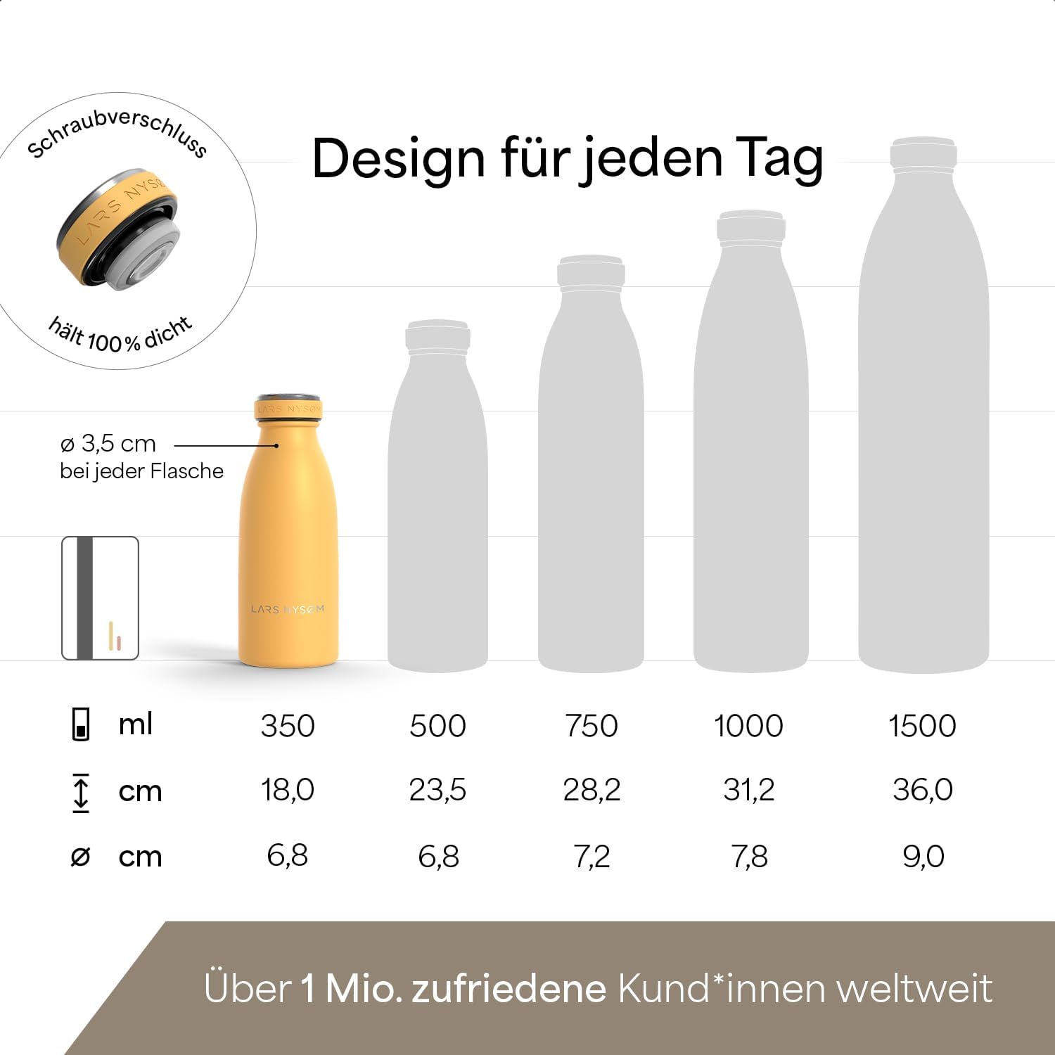 Thumbnail 3 de LARS NYSØM Ren Trinkflasche 350 ml aus Edelstahl