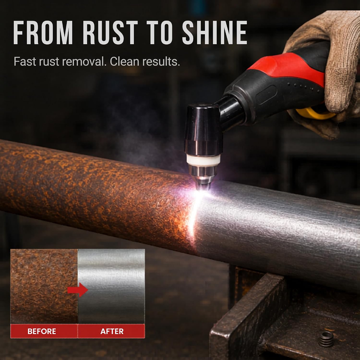 Detalle de LOTOS LTP5505D 55A Pilot Arc Plasma Cutter with Rust Removal Mode — 5/8-Inch Clean Cuts, Dual-Voltage Portable Inverter