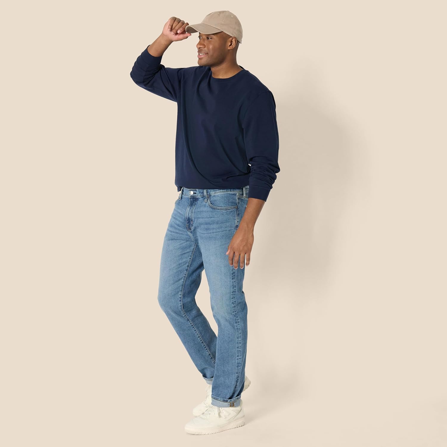 Thumbnail 6 de Amazon Essentials Men’s Heavyweight Relaxed-Fit Long-Sleeved T-Shirt in Navy (XXL)