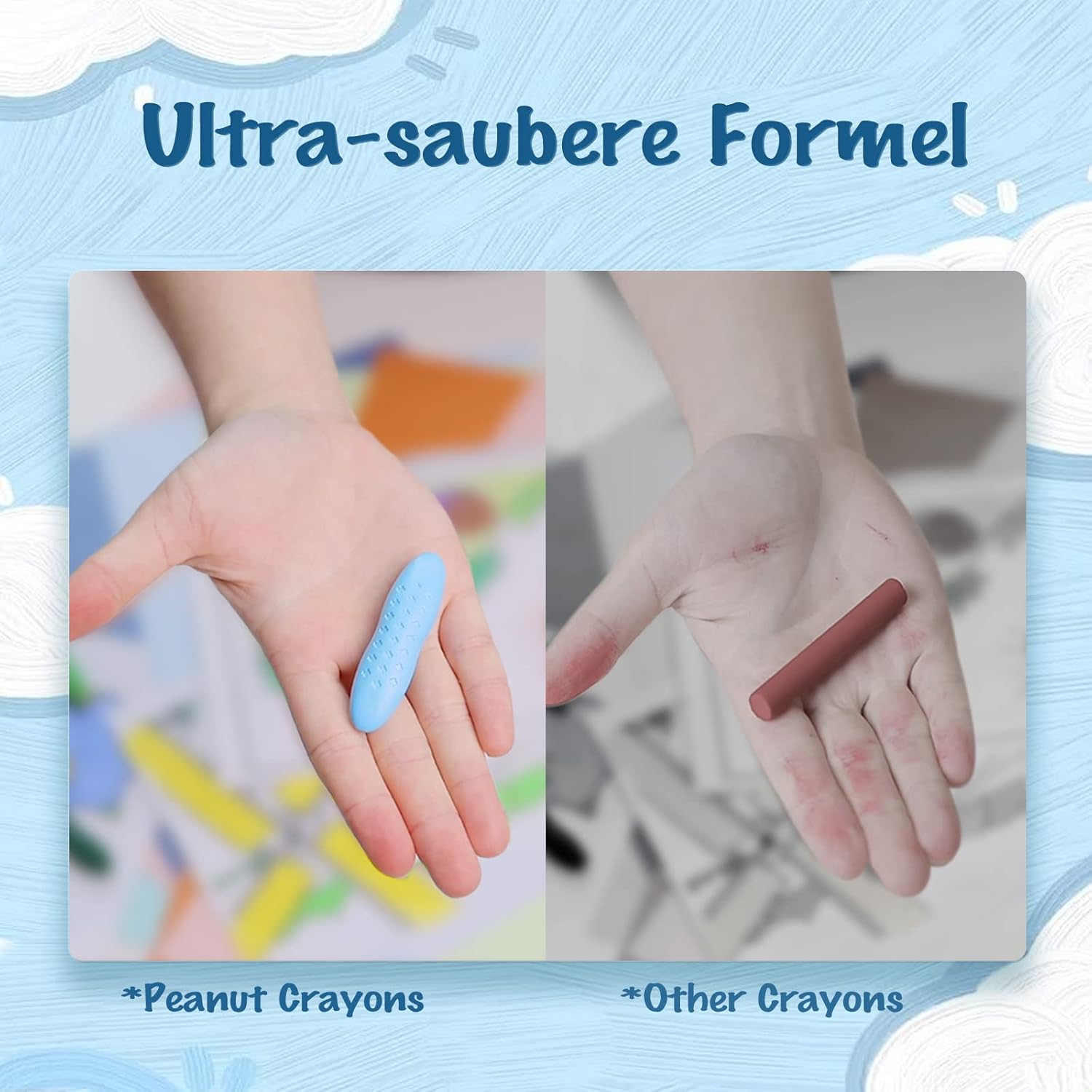 Thumbnail 1 de YPLUS Erdnuss-Wachsmalstifte mit 3 Malbüchern (Set mit 24 Farben) für Kleinkinder ab 2 Jahren