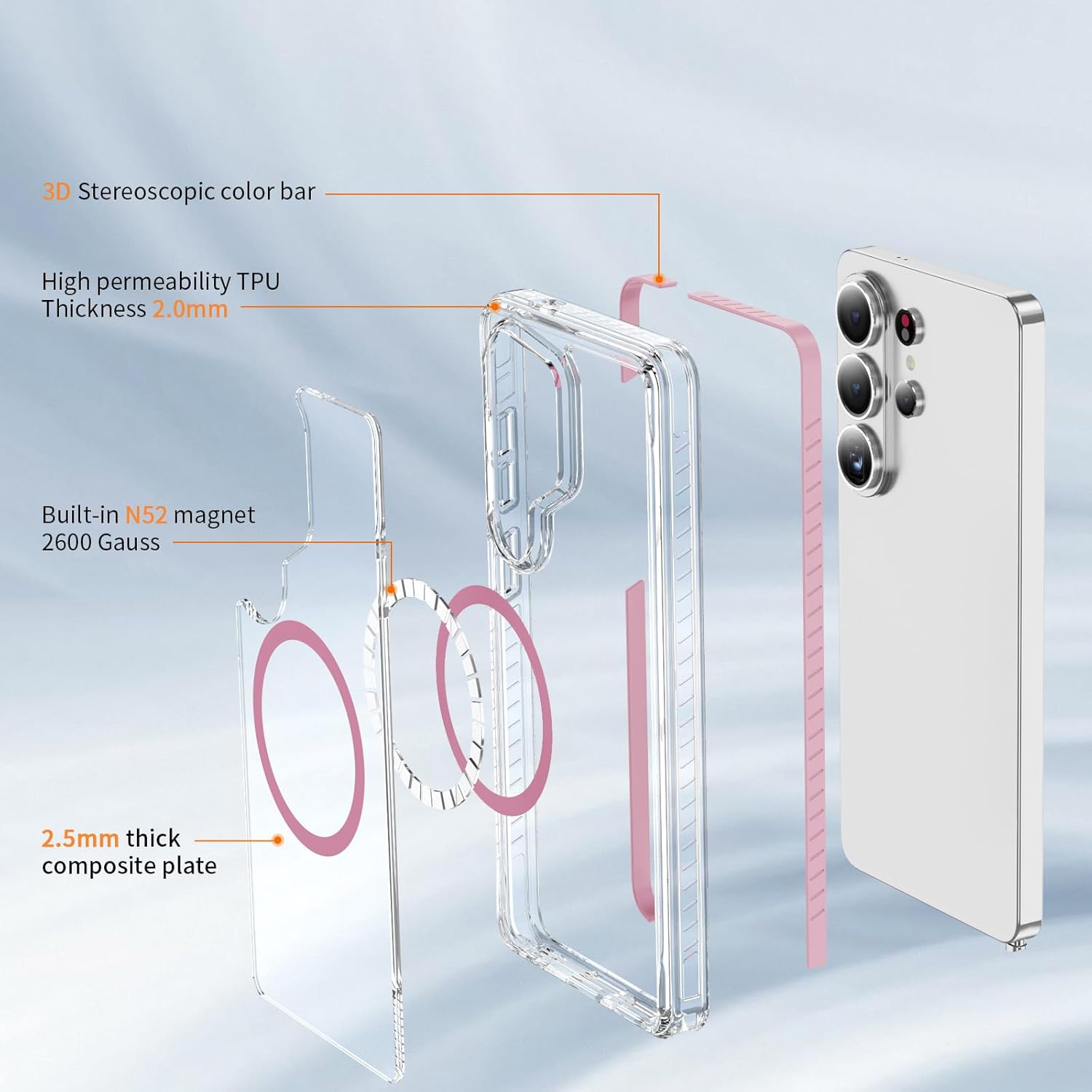 Detalle 2 de DEERLAMN S26 Ultra MagSafe clear case